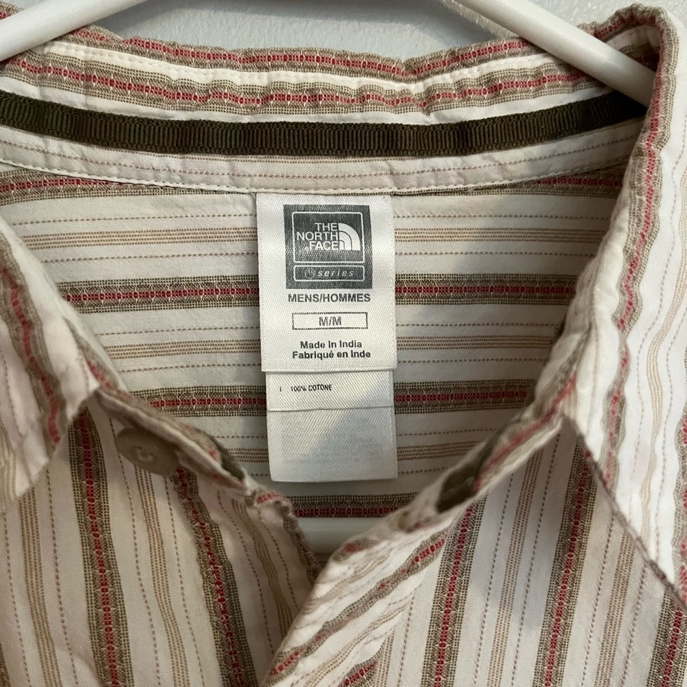 The North Face Mens Shirt White Brown Red Grey Striped 100% Cotton‎ Size M - Picture 2 of 4